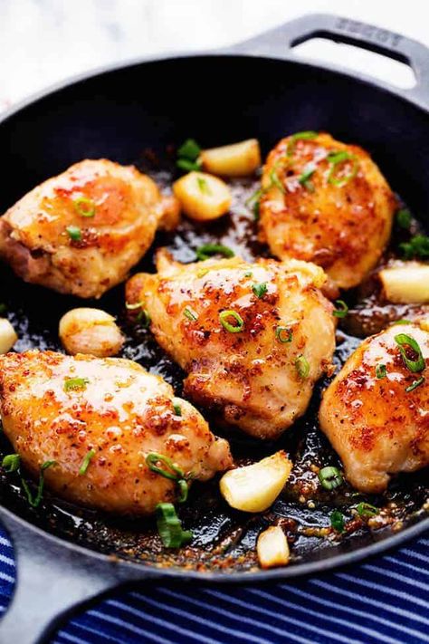 Honey Dijon Garlic Chicken Chicken Thigh Fillet Recipes, Chicken Thigh Fillets, Fillet Recipes, Honey Mustard Chicken Thighs, Honey Dijon Chicken, Panini Recipes Chicken, Chicken Breast Crockpot Recipes, Crockpot Chicken Breast, Dijon Chicken