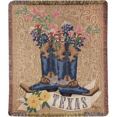 Western Tapestry, Texas Boots, Western Blankets, Blue Cowboy Boots, Paisley Background, Cowboy Accessories, Western Bedding, Black Forest Decor, Cowboy Decorations