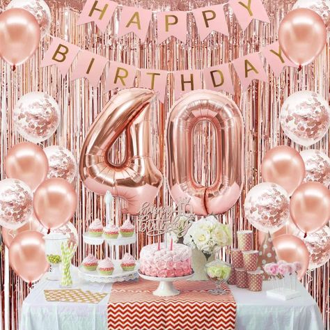 Amazon.com: 40th Birthday Decorations Women, Happy 40th Birthday Banner, Crown, Sash, Cake Topper And Number Balloon, Rose Gold 40 Birthday Party Decorations For Women : Home & Kitchen 40 Birthday Party Decorations, Birthday Decorations Women, 40 Birthday Party, Birthday Party Decorations For Women, 70th Birthday Banner, 70th Birthday Parties Decorations, Rose Gold Number Balloons, 40th Birthday Banner, 40th Birthday Cake Topper