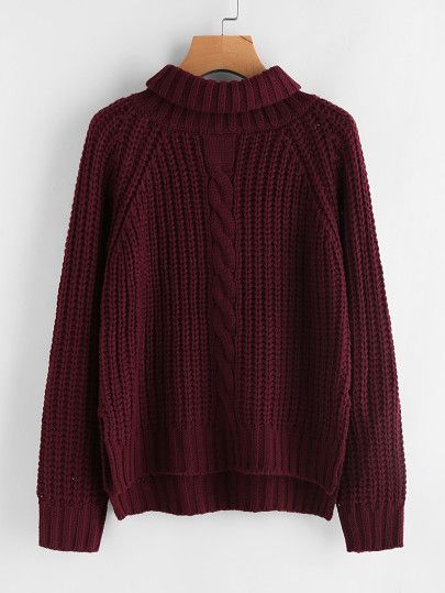 Turtle Neck Chunky Knit Dip Hem Jumper Knitted Jumper Outfit, Colored Wardrobe, Burgundy Acrylic, Burgundy Turtleneck, Purple Turtleneck, Purple Pullover, Jumper Short, Jumper Outfit, Knitted Long Sleeve