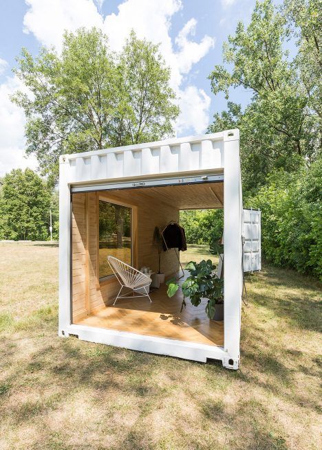 Shipping Crate Ideas, Shipping Container Retail, Converted Shipping Containers, Shipping Container Office, Toronto Architecture, Shipping Container Design, Cargo Container Homes, Shipping Container Cabin, Container Conversions