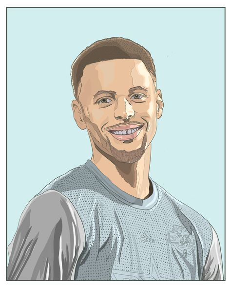 Stephen Curry Drawing Pencil, Stephen Curry Drawing Easy, Steph Curry Drawing, Stephen Curry Drawing, Steph Curry Art, Curry Illustration, Curry Drawing, Basketball Drawings, Curry Nba