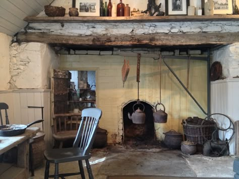 Irish Cottage « The Irish Aesthete Old Irish Cottage Interiors, Farmhouse Cottage Interiors, Irish Cottage Interiors, Irish Farmhouse, Irish Kitchen, Ireland Cottage, Cottage Fireplace, Simple Cottage, Irish Houses