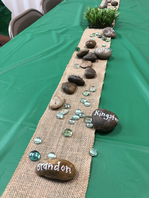 Rock Climbing Centerpiece, Geology Party Decorations, Rock Climbing Party Decorations, Hiking Party Decorations, Geology Birthday Party Decorations, Geology Rock Themed Birthday Party, Rock Climbing Decor, Outdoor Adventure Birthday Party, Rock Climbing Party Ideas