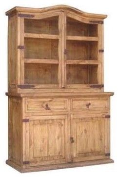 2 Pc Small China Cabinet - Traditional - Kitchen Cabinetry - by ShopLadder Small China Cabinet, Rustic Mexican Furniture, Rustic Hutch, Contemporary Kitchen Tables, Hutch Buffet, Rustic Buffet, Mexican Furniture, Woodwork Ideas, China Hutch