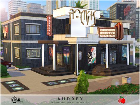 Ts4 Movie Theater, Sims Movie Theater, Sims 4 Movie Theater Cc, Sims 4 Movie Theater, Sims 4 Cinema, Old Movie Theater, Theatre Building, San Myshuno, Theatre Interior