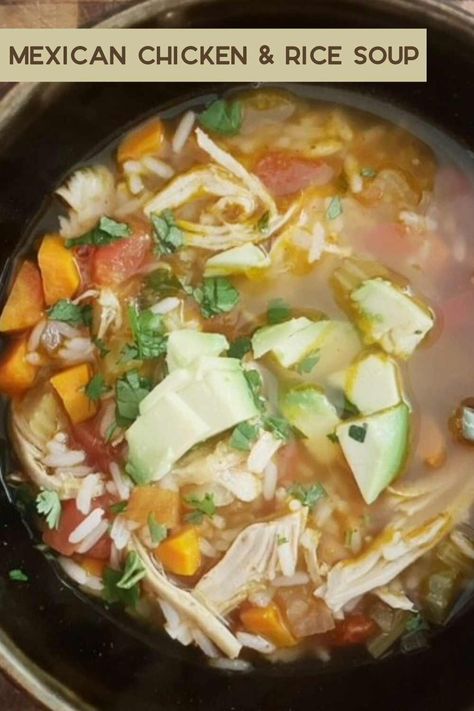 Mexican Soup With Rice, Mexican Rice Soup Recipe, Mexican Chicken Avocado Soup, Mexican Restaurant Chicken Soup, Spanish Chicken And Rice Soup, Chicken Soup Mexican Style, Mexican Chicken Soup Recipes Homemade, Authentic Mexican Chicken Soup, Mexican Chicken Soup With Rice