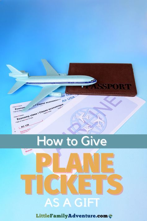 How to Give Airline Tickets as a Gift Flight Gift Ideas, Airplane Ticket Gift Surprise, Gift Plane Tickets Ideas Creative, Wrapping Tickets As A Gift, Ticket Wrapping Ideas, Gifting Tickets Ideas Creative, Tickets As A Gift, Buying Plane Tickets, Gift Card Presentation