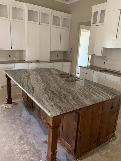 Brown Fantasy Granite Island 🙌  #Granite #GraniteCountertops #GraniteFabricator #GraniteMarbleDesign #kitchenremodel #kitchenideas #remodel #countertops #interiordesign #designtrends Fantasy Brown Granite Kitchen, Fantasy Brown Granite, Walnut Island, Granite Kitchen Island, Wooden Island, Fantasy Brown, Granite Island, Brown Granite, Grey Countertops