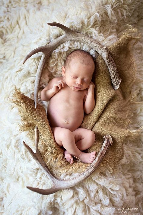 Newborn Pictures With Antlers, Newborn Photography Hunting, Newborn Photography Antlers, Hunting Newborn Photos, Hunter Newborn Pictures, Baby Hunting Photo Shoot, Newborn Hunting Photography, Hunting Newborn Pictures, Baby Boy Hunting Nursery