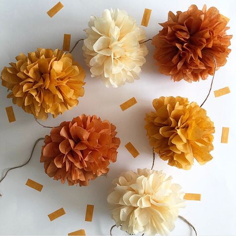 POMLOVE on Instagram: “🍂new!🍂” Boho Theme Wedding, Fall Festival Decorations, Pompom Garland, Fall Party Decorations, Fall Party Themes, Fall Ball, Bohemian Baby Shower, Orange Party, Bohemian Baby