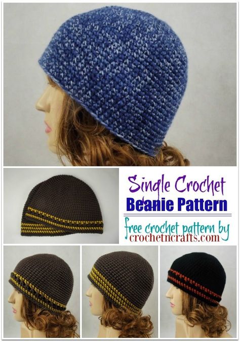 Single Crochet Hat Pattern Free, Single Crochet Beanie, Teaching Crochet, Edge Crochet, Beanie Hat Crochet Pattern, Crochet Hat Tutorial, Crochet Queen, Beanie Pattern Free, Crochet Beanie Pattern Free