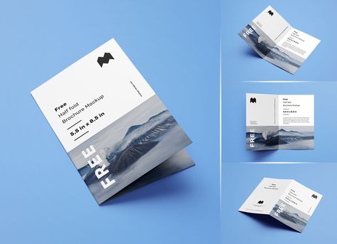 Free US Letter Half Fold Brochure Mockup PSD Set Half Fold Brochure Design, Fold Letter, Fold Brochure Design, Brochure Mockup, Brochure Template Psd, Free Brochure Template, Bi Fold Brochure, Fold Brochure, Leaflet Design