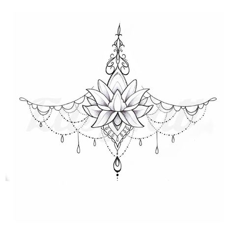 Stomach Tattoos Mandala, Mandala Underbreast Tattoo Lotus Flowers, Lotus Stomach Tattoos Women, Mandala Underbreast Tattoo, Underboob Tattoo Stencil, Phoenix Sternum Tattoo, Mandala Underboob Tattoo Design, Center Chest Tattoo Female, Chest Tattoo For Women