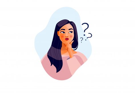 Girl Thinking Illustration, Questioning Face, Curious Illustration, Question Mark Illustration, Problem Illustration, Question Illustration, Think Illustration, Thinking Illustration, Female Problems