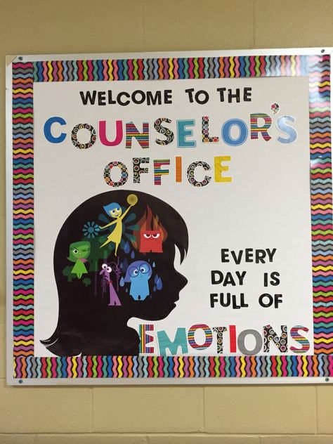 Counselors Bulletin Board Ideas, Counselor Board Ideas, Guidance Counselor Bulletin Boards High School, Elementary Counseling Bulletin Boards, Coping Skills Bulletin Board Ideas, School Counseling Door Decor, Guidance Office Bulletin Boards, Meet The Counselor Bulletin Board, Elementary School Counselor Office Setup