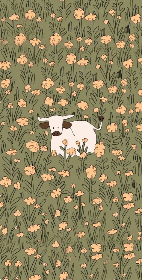 Wallpaper Circle Aesthetic, Kkchenwei Cow, Quirky Phone Wallpaper, Cow Wallpaper Iphone, Cute Cow Wallpaper, Cottagecore Wallpaper, Wallpaper Animals, Cow Wallpaper, Cow Print Wallpaper