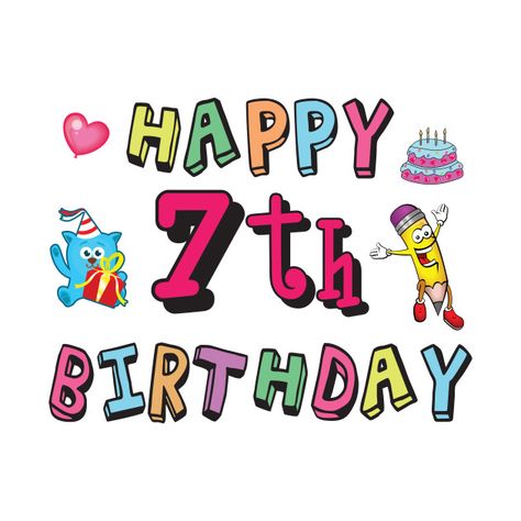 Happy Birthday Cards Images, 7th Birthday Boys, Happy Birthday Calligraphy, Birthday Wishes For Kids, Birthday Banner Template, Birthday 5, Happy 8th Birthday, Happy 7th Birthday, Happy 6th Birthday