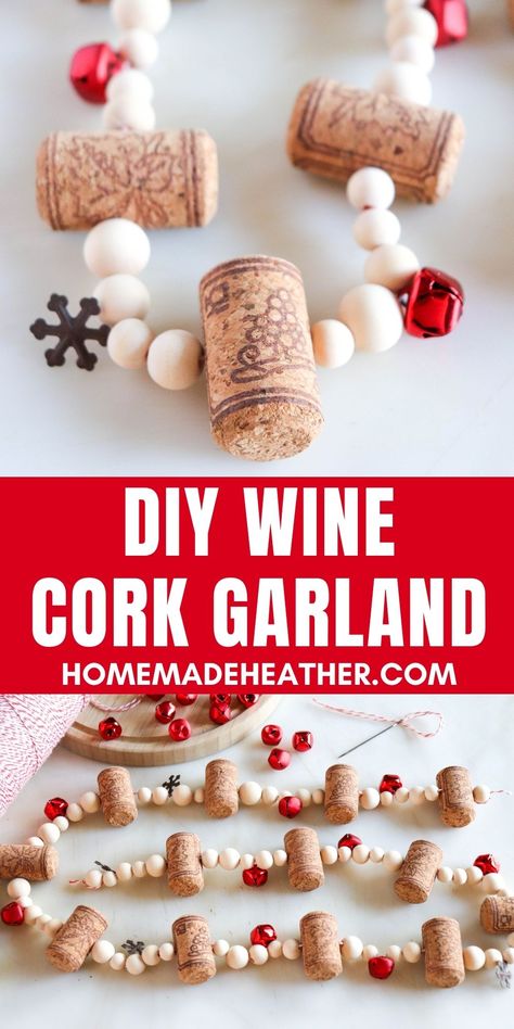 DIY Wine Cork Garland Wine Cork Garland, Orange Slice Garland, Wine Christmas Tree, Cork Garland, Wine Bottle Christmas Decorations, Wine Cork Christmas Tree, Cork Crafts Christmas, Creative Christmas Crafts, Cork Christmas Trees