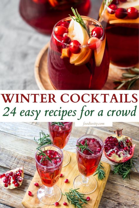 Spicy Winter Cocktails, Winter Cocktail Pitcher Recipe, Christmas Batched Cocktails, Winter Big Batch Cocktails, Winter Party Cocktails, Coctails Recipes Easy Winter, Winter Pitcher Cocktails, Christmas Batch Cocktails Vodka, Holiday Ice Cubes Cocktails