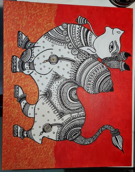 Nandi Painting Canvas, Thooli Art, Nandi Painting, Saree Borders, Phad Painting, Mithila Painting, Gond Painting, Madhubani Paintings, Bengali Art