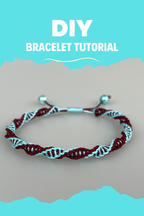 Square Knot Bracelet Ideas, Bracelet Knots Adjustable, Square Knot Bracelet Tutorial, Square Knot Friendship Bracelet, Bracelet For Beginners, Knot Thread, Square Knot Bracelet, Bracelet Making Tutorial, Aesthetic Crafts