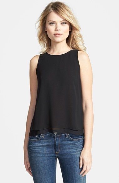 Chelsea28 Double Layer Trapeze Top available at #Nordstrom Fashion Thoughts, Sleeveless Blouse Designs, Trapeze Silhouette, Trapeze Top, Character Wardrobe, Fashion 2014, Spring Capsule Wardrobe, Jeans Outfits, Closet Fashion