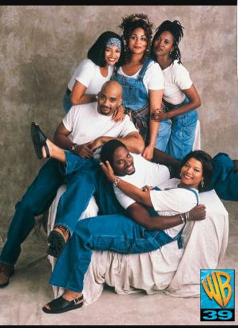 The cast of Living Single Black Sitcoms, Black Tv Shows, 90s Tv Shows, 90s Sitcoms, Living Single, Tv Photo, Game Shows, Outfit Essentials, Talk Shows