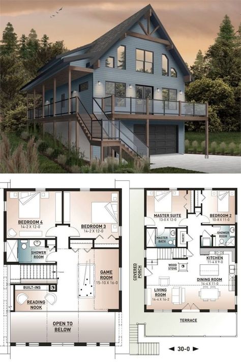 Exterior Sims 4, Lakefront House Plans, Sims 2 House, Sims 4 Houses Layout, Little House Plans, Rustic House Plans, Sims 4 House Plans, Sims 4 House Building, Sims 4 House Design