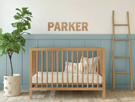 18 Nursery Accent Wall Paint Colors Baby Boy Nursery Accent Wall Paint, Light Brown Accent Wall Nursery, Boho Nursery Paint Colors Behr, Nursery Accent Wall Paint, Behr Blue Nursery Paint Colors, Nursery Accent Wall Ideas, Pehr Nursery Wallpaper, Accent Wall Paint Colors, Soothing Paint Colors