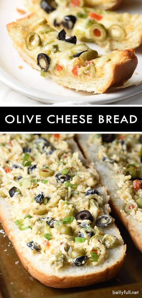 Olive Cheese Bread Recipe, Olive Cheese Bread, Olives Recipes, Hors Devours, Crunchy Bread, Indulgent Recipes, Yummy Bread, Savory Cakes, Cheese Bread Recipe