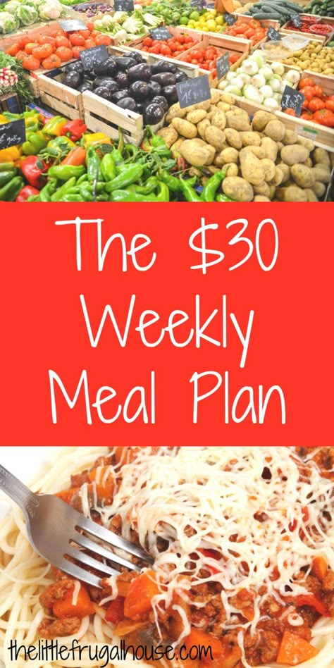 The $30 Weekly Meal Plan - Free Printable Aldi Shopping List & Menu - The Little Frugal House Cheap Meal Plans, Frugal Meal Planning, Cheap Healthy, Budget Meal Planning, Inexpensive Meals, Cheap Healthy Meals, Weekly Meal Plan, Money Saving Meals, Menu Plan