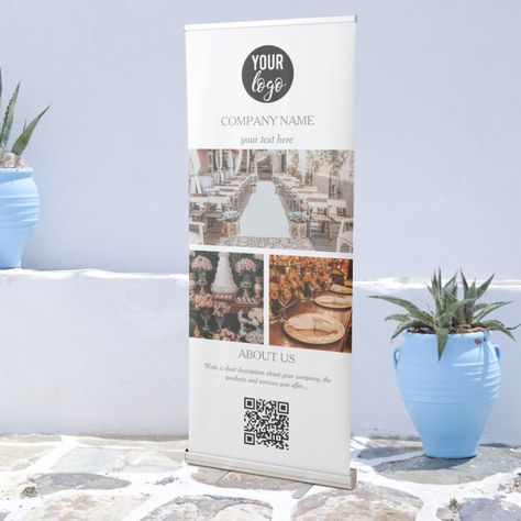 Elegant White Event Planning Business 3 Photos Retractable Banner - wedding planner Corporate Event Design Decor, Venue Marketing, Retractable Banner Design, Tradeshow Display, Book Backdrop, Event Booth Design, Space Banner, Party Planning Business, Indoor Banner