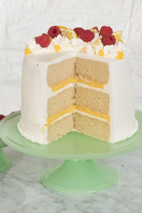 Triple layered Vanilla Cake - Lemon Curd & Italian Buttercream filling - Lifestyle of a Foodie Filling For Cake Layers, Lemon Filling For Cake, Lifestyle Of A Foodie, Italian Meringue Buttercream, Italian Buttercream, Moist Vanilla Cake, Cake Lemon, Lemon Curd Filling, Italian Meringue