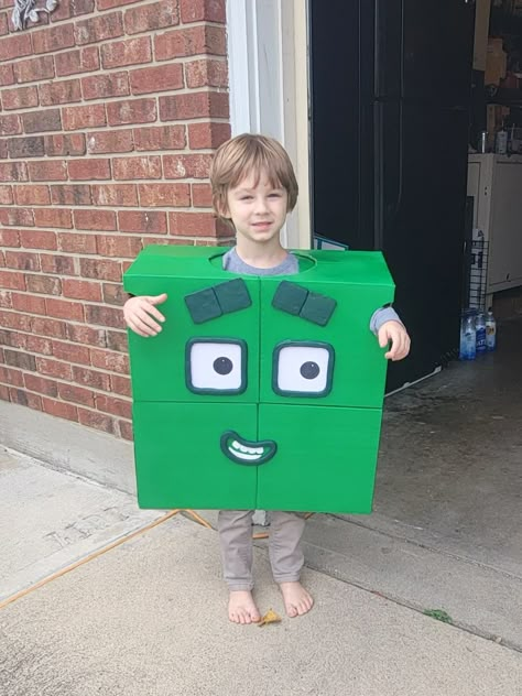 It was impossible to find a numberblock costume for tricke-r-treat this year so we made one! Number Block Halloween Costume, Numberblocks Halloween Costume, Numberblocks Costume Diy, Number Blocks Costume Diy, Diy Numberblocks Costume, Number Blocks Halloween Costume, Numberblock Costume, Number Blocks Costume, Math Costume Ideas