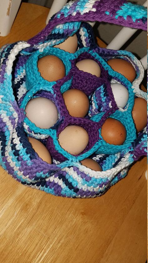 Egg Collecting Basket, Chicken Egg Basket, Crochet Egg, Cotton Farm, Jar Covers, Egg Aprons, Bag Tutorials, Crochet Easter, Crochet Chicken