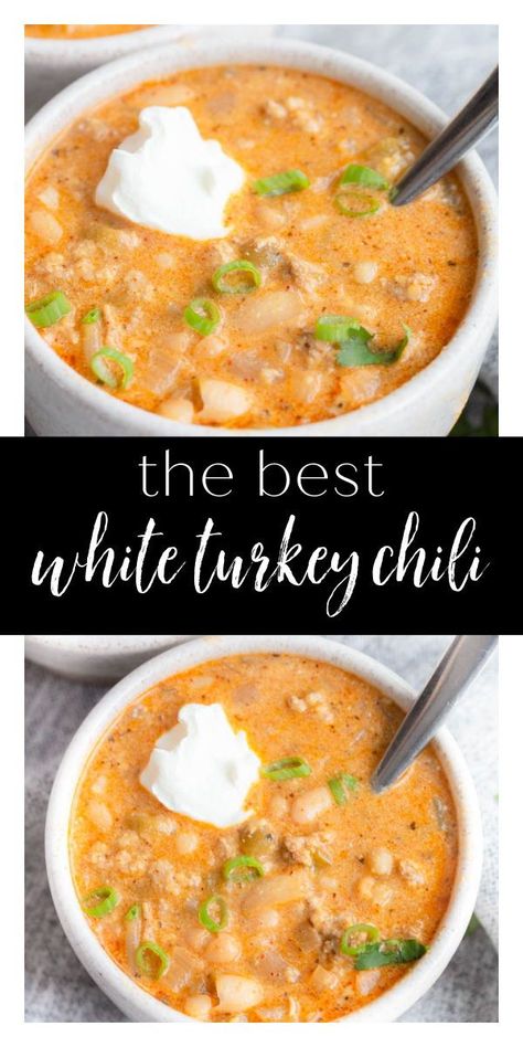 Sweet Turkey Chili, White Chili Recipe Turkey, Chili With Turkey Meat, Texas Turkey Chili Recipe, White Chilli Ground Turkey, White Beef Chili Recipe, Award Winning Turkey Chili, White Bean Chili With Ground Beef, White Bean Chili With Ground Turkey