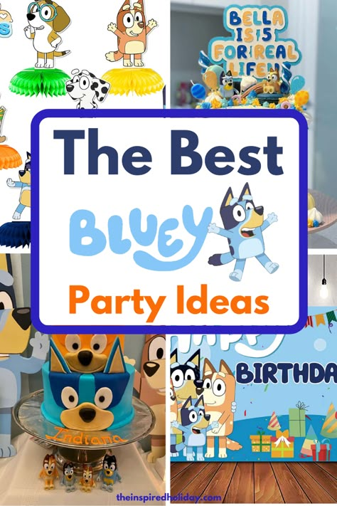 3 Year Birthday Bluey, Bluey Birthday Punch, 1st Bluey Birthday Party, Bluey Themed Birthday Snacks, Food Ideas For Bluey Party, Bluey Bingo 2nd Birthday Party, Blue Second Birthday, Bluey Party Food Table, Bluey Bingo Birthday Party Games