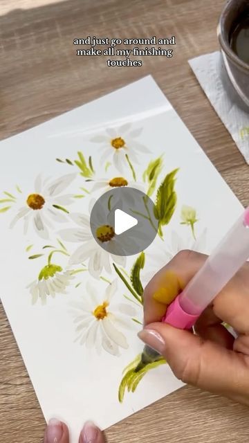 Daisy Painting Tutorial, Watercolor Daisy, Daisy Painting, Watercolor Painting Techniques, Flowers Watercolor, Beautiful Watercolor, Watercolor Inspiration, Watercolour Tutorials, 1k Views