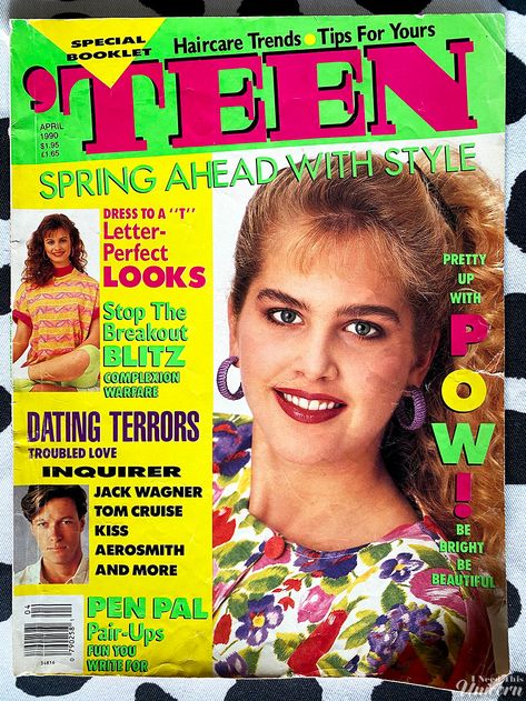 Today I am throwing it back to April 1990! This was my very first teen magazine (that wasn't a fan-obsessed magazine like Bop, Tiger Beat, etc) I wasn't a teen yet, but my best friend and I bought it and poured over it on her front lawn. I want to make a joke about it Jack Wagner, Spring Ahead, Tiger Beat, Throwing It Back, Teen Magazine, Front Lawn, Beautiful Pen, Cover Model, Aerosmith