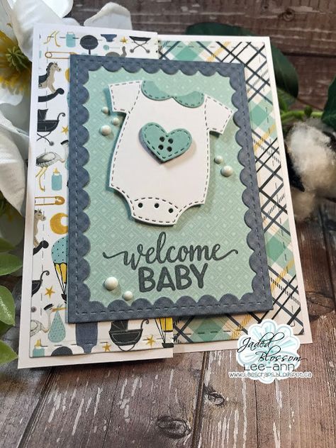 Snappy Scraps: Welcome Baby Elf Report Card, Stampin Up Baby Cards, Baby Cards Handmade, Jaded Blossom, Label Shapes, Pugs And Kisses, Monkey Baby, Lee Ann, Card Layouts