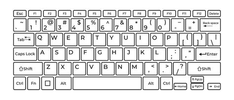 Keyboard Computer Keys, Key Board Computer, Laptop Keyboard Stickers Printable, Laptop Keyboard Aesthetic, Laptop Template, Laptop Layout, Laptop Keyboard Stickers, Computer Template, Pc Drawing