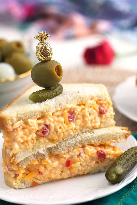 Pimento Cheese Sandwich Recipe Pimento Cheese Finger Sandwiches, Pimento Cheese Sandwich, Pimento Grilled Cheese Sandwich, Pimento Grilled Cheese, Masters Pimento Cheese Sandwich, The Masters Pimento Cheese, Hero Sandwich, Cheesy Sandwich, Pimento Cheese Sandwiches