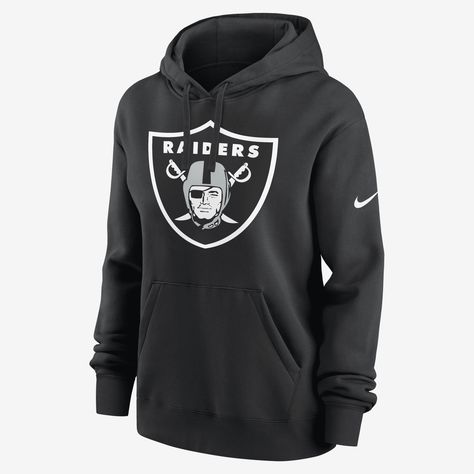 Perfect for late-night games, the Nike Logo Club (NFL Las Vegas Raiders) Hoodie features a soft cotton-polyester blend and team graphics to help provide a bold, comfortable layer in cooler temperatures. Raiders Hoodie, Las Vegas Raiders Logo, Logo Club, Raiders Team, Raiders Logo, Unique Hoodies, Nike Nfl, Las Vegas Raiders, Nike Black