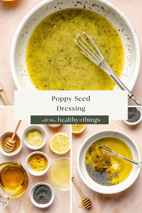 This Poppyseed Dressing Recipe is sweet, tangy, and perfect for all your favorite salads. Prepare it in minutes, and you’ll never go back to store-bought dressings again! Caesar Dressing Homemade, Poppy Seed Dressing Recipe, Poppyseed Dressing Recipe, Lemon Poppy Seed Dressing, Dairy Free Ranch Dressing, Strawberry Avocado Salad, Poppyseed Dressing, Watermelon Feta Salad, Poppy Seed Dressing