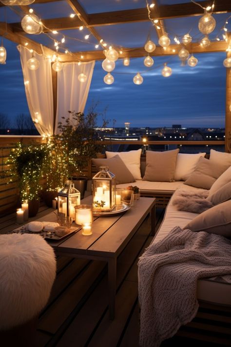 small balcony ideas terrace decor balcony decor ideas outdoor balcony ideas christmas decor ideas neutral holiday decor christmas tree ideas christmas tree decor ideas home inspo home decor ideas home aesthetic kitchen aesthetic Cozy Terasse Ideas, Big Terrace, Cool Balcony Ideas, Cozy Terrace Ideas, Altan Inspiration, Cozy Rooftop Ideas, Big Balcony Ideas, Whimsical Living Room, Small Balcony Decor