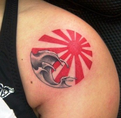 Japanese Rising Sun Tattoo, Rising Sun Tattoo, Japanese Sun Tattoo, Sun Tattoo Meaning, Bonsai Tattoo, Japanese Rising Sun, Rising Sun Tattoos, Wave Japanese, Cards Aesthetic