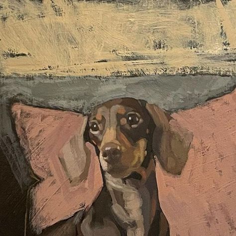 Dachshund Sitting, Sausage Dog Painting, Sausage Dog Drawing, Tiny Sofa, Dachshund Painting, Dachshund Illustration, Puppy Sitting, Design Palette, Sausage Dog