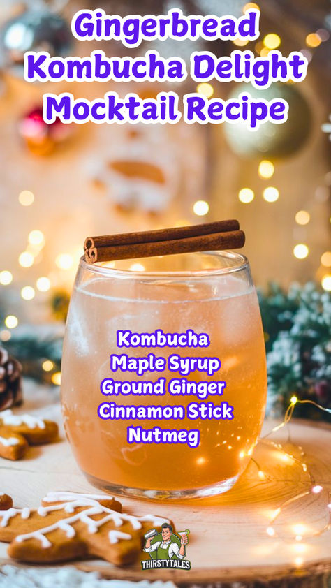 "Discover the ultimate Gingerbread Kombucha Delight Mocktail Recipe, perfect 
for the holiday season! This refreshing non-alcoholic cocktail blends the 
warm, spicy flavors of gingerbread with fizzy kombucha, creating a festive 
beverage that everyone will love. Ideal for holiday gatherings, this recipe 
showcases delicious gingerbread flavors and is a must-try among kombucha 
recipes. Elevate your holiday drinks with this delightful twist on 
traditional mocktails!" Kombucha Mocktail, Cranberry Kombucha, Kombucha Recipes, Cranberry Fizz, Kombucha Cocktail, Kombucha Flavors, Holiday Beverages, Kombucha Recipe, Alcohol Free Drinks