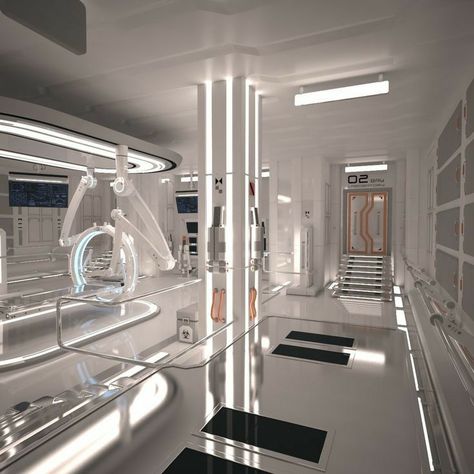 Futuristic Laboratory, Sci Fi Laboratory, Scifi Interior, Sci Fi Aesthetic, Laboratory Design, Spaceship Interior, Futuristic Interior, Science Lab, Futuristic City